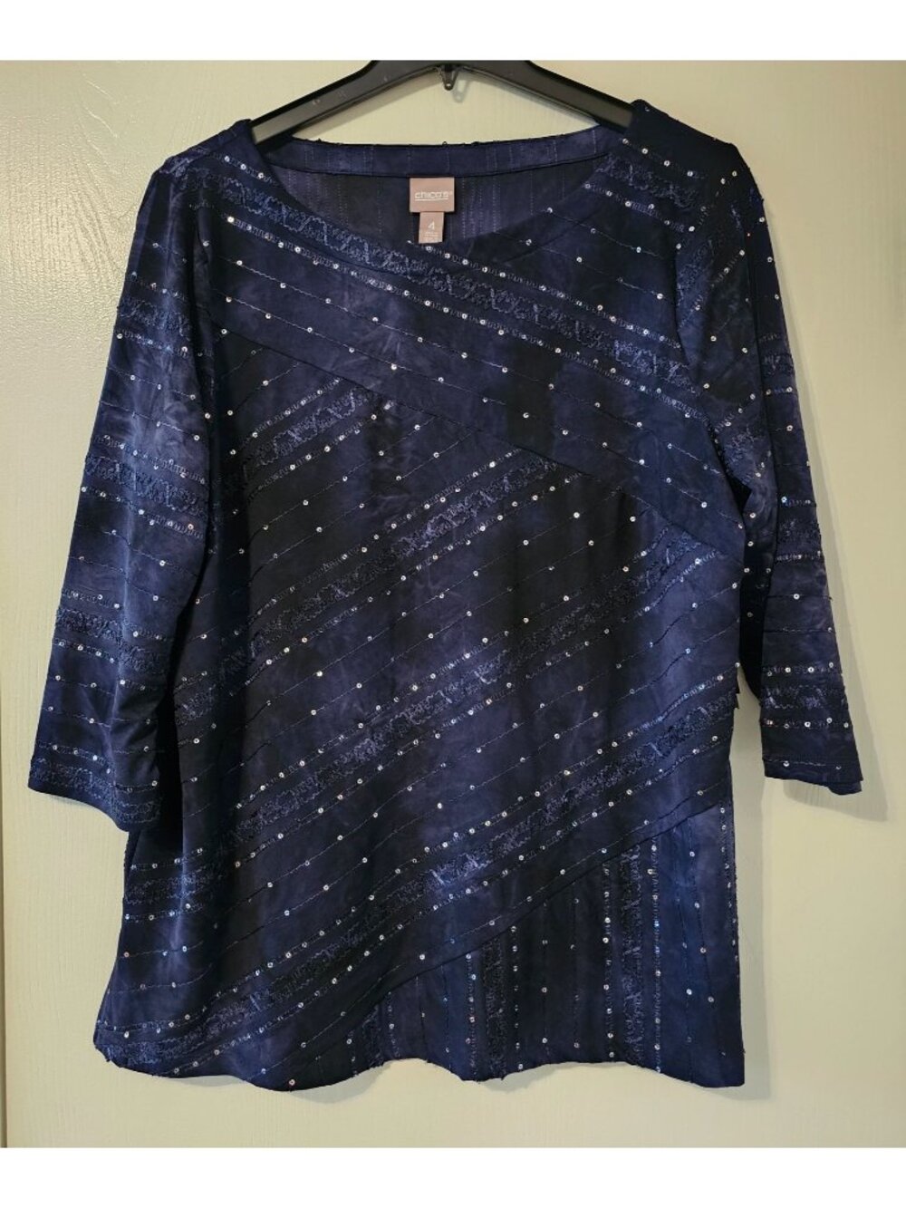 NWT Chicos Womens Sequin Embellished Tunic Top Sz 4 (22) Whimsigoth Fairy Witchy